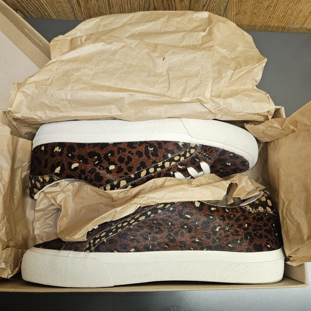 Madewell Sidewalk Low Top Shoes Women 7.5 Brown Genuine Calf Hair Sneaker Trendy